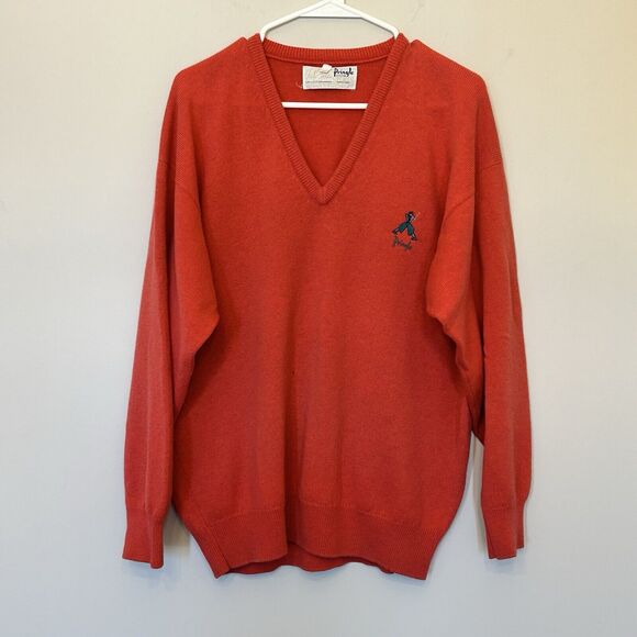 Vintage Pringle of Scotland Sport 100% Wool Pullover‎ Sweater Mens Medium Coral - Picture 1 of 12